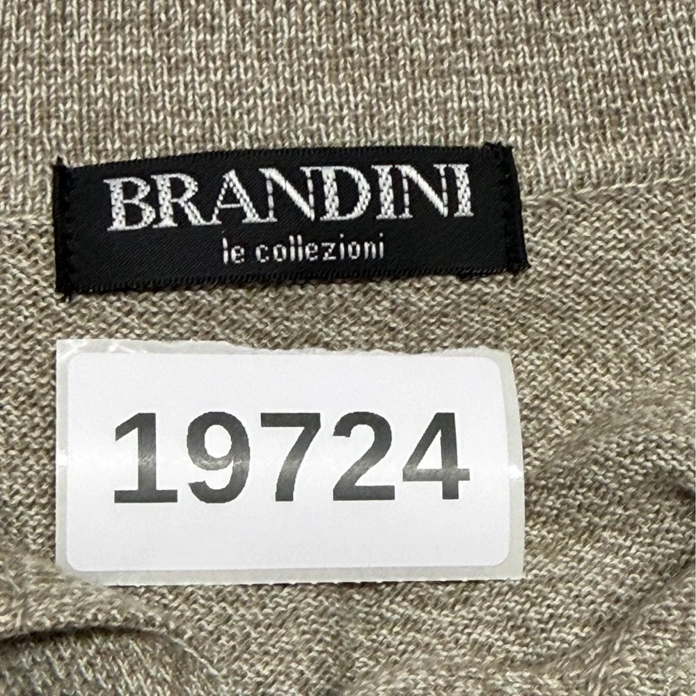 Brandini Sweater‎ Mens Large Tan Polo Pullover Long Sleeve Marl Knit Cotton